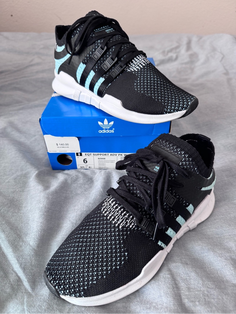 adidas EQT SUPPORT ADV Black & Light Blue Sneakers - 6